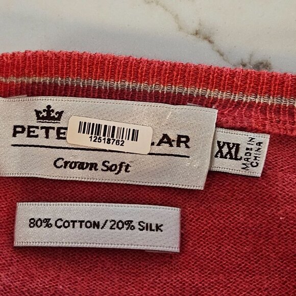 Peter Millar Men's XXL Crew neck Crown Soft Sweater Red Lightweight Cotton Silk - Picture 3 of 9